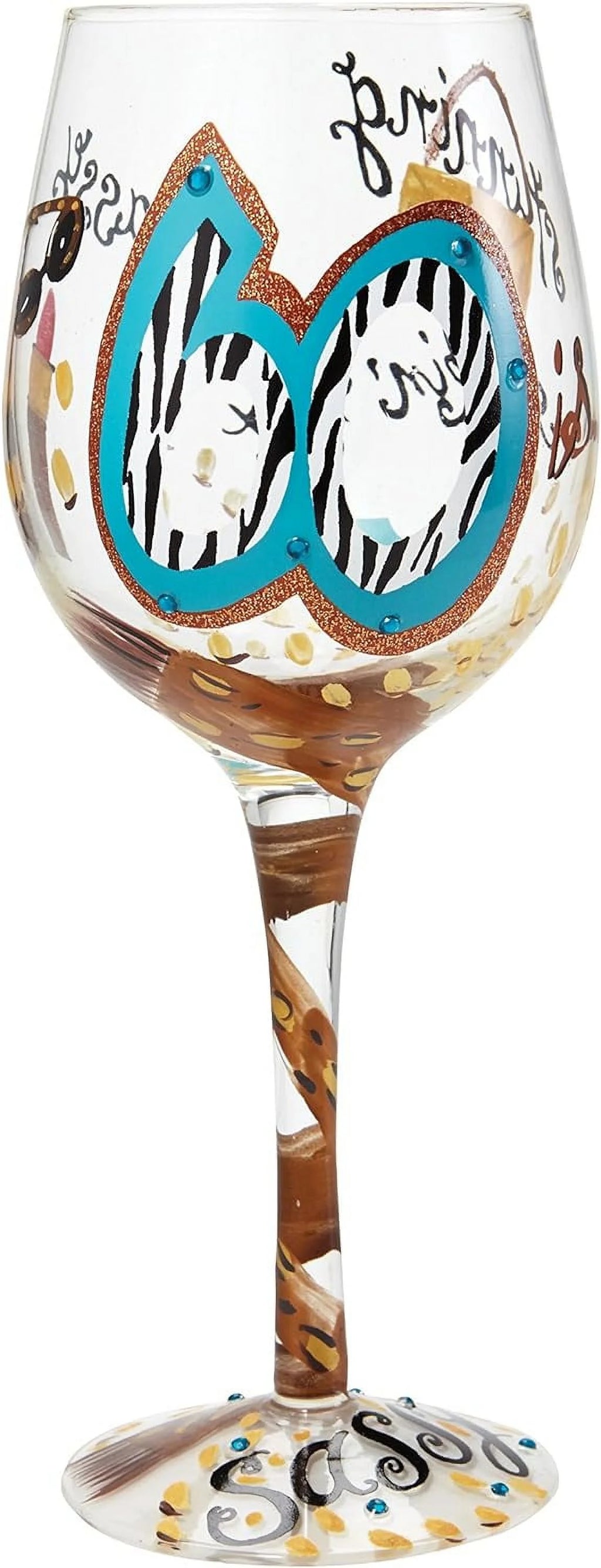 Hand-Painted Artisan Wine Glass 15 Oz D42180