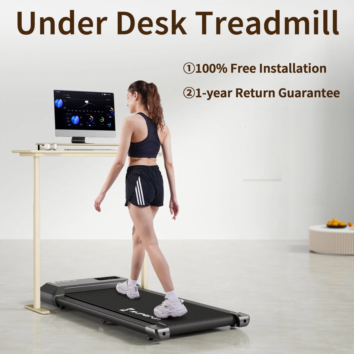 2.5Hp Walking Pad Under Desk Treadmill with Remote Control and LED Display Z144