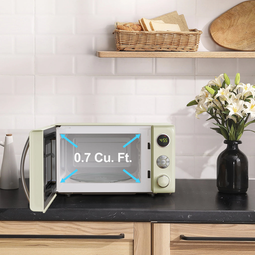 0.7 Cu ft 700 Watts Blue Retro Countertop Microwave Oven U1858