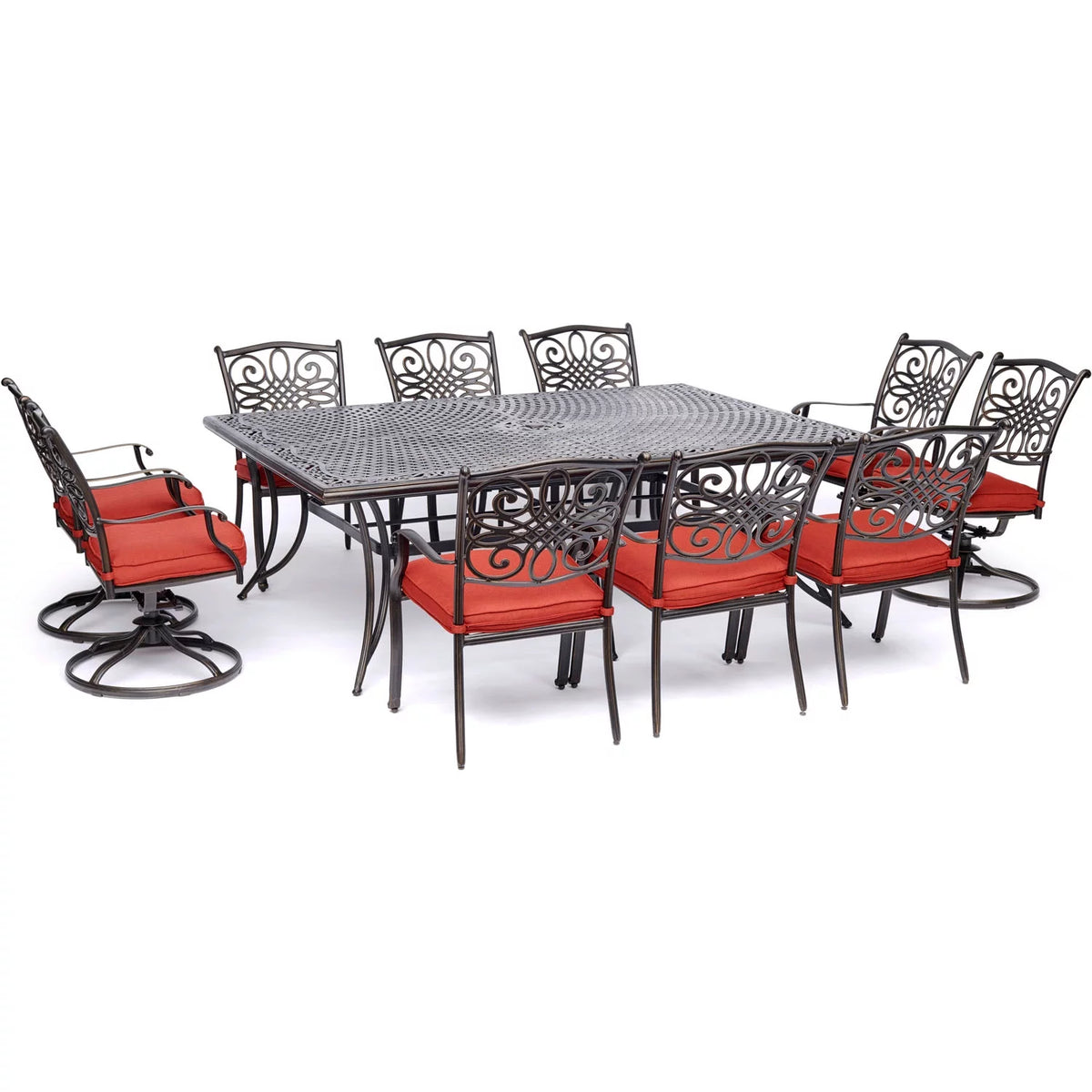 11-Piece Outdoor Dining Set with Cast-Top Table and Chairs P40915