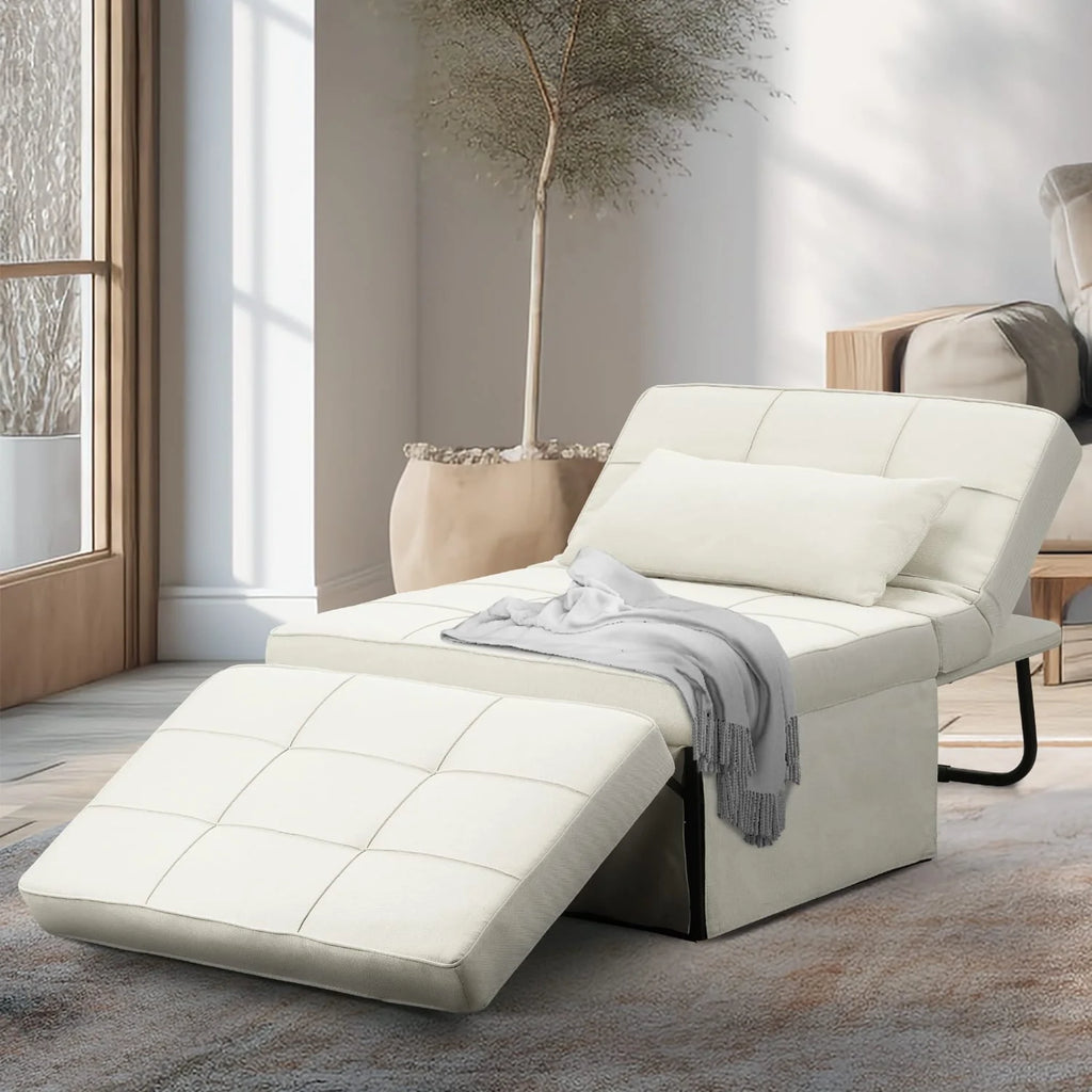 Folding Sofa Bed 4 in 1 Twin Size Grey H5958