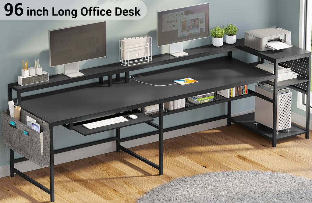 L Shaped Desk with LED Light and Power Outlet A785