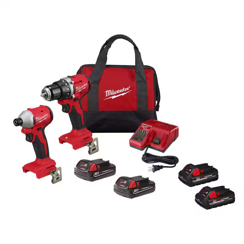 18-Volt Lithium-Ion Brushless Cordless Compact Drill/Impact Combo Kit (2-Tool) with Batteries, Charger and Bag Q995