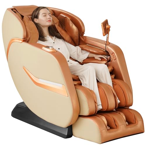 Zero Gravity SL-Track Shiatsu Full Body Massage Chair with Body Scan, Waist Heating, Bluetooth, Foot Rollers, 32 Airbags & Extended Footrest E4542