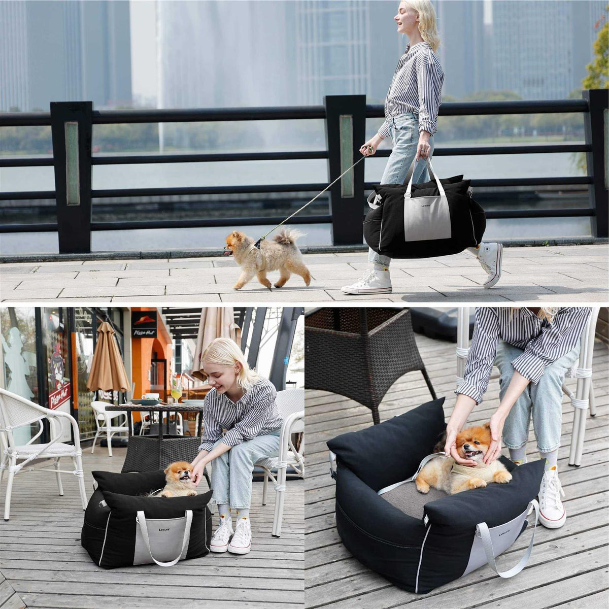Small Dog Car Seat with Storage Pockets and Safety Leash D75462