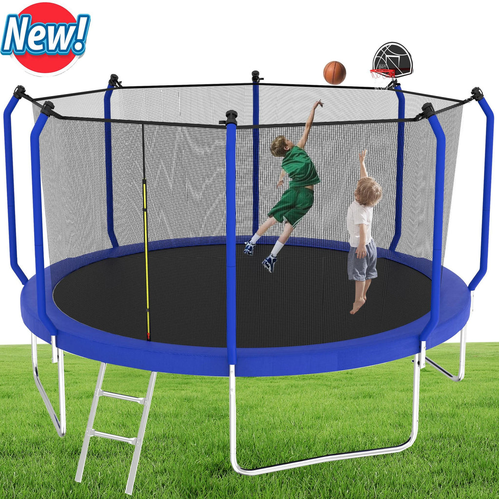 12FT Round Trampoline with Enclosure Net V472474