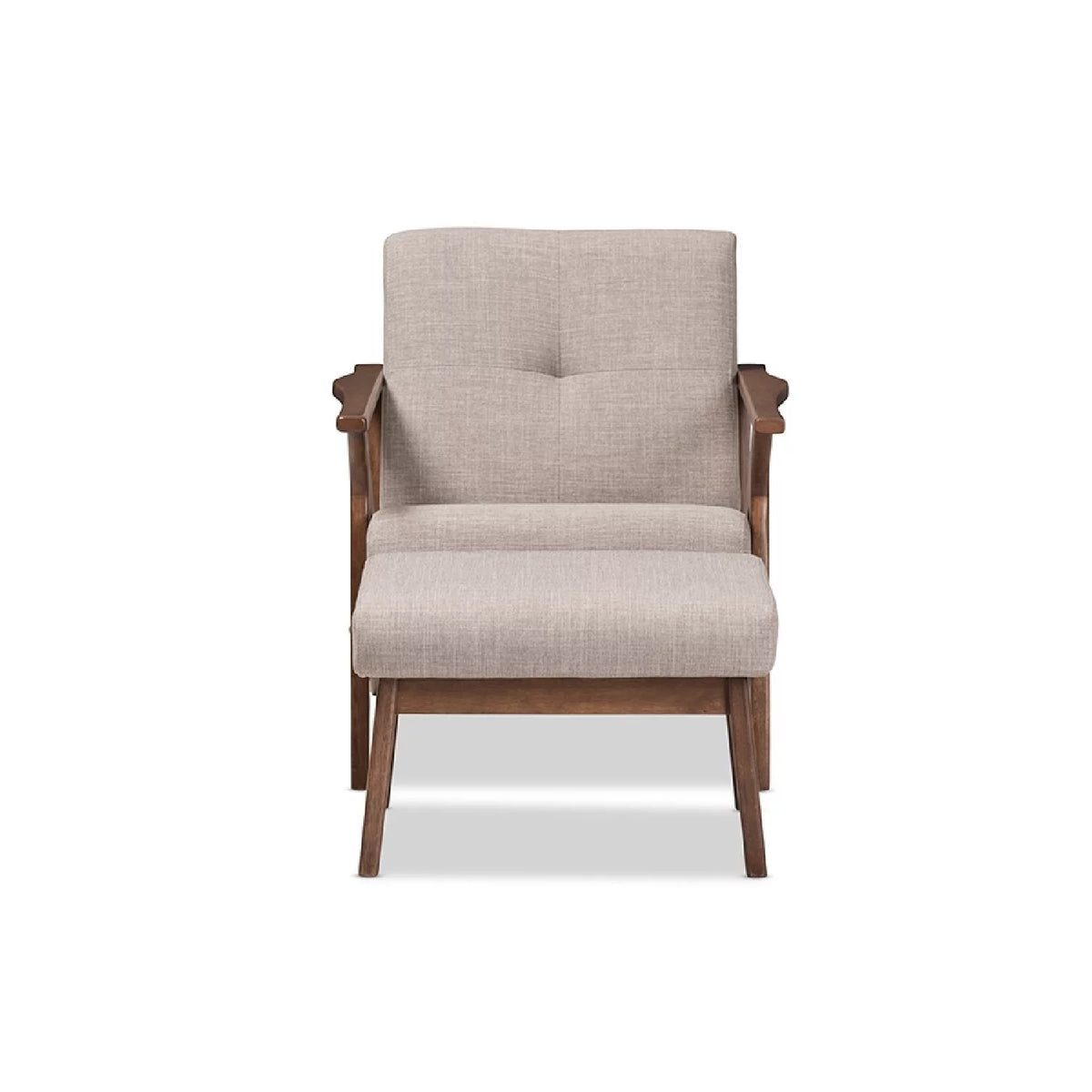 Light Grey Fabric Tufted Lounge Chair and Ottoman Set K859
