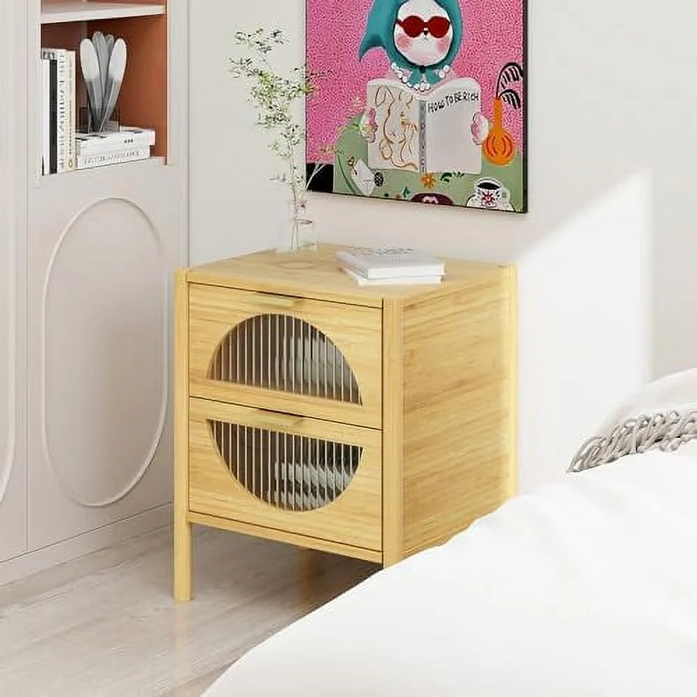 Black Brown Nightstand with Socket and 1 Door O687