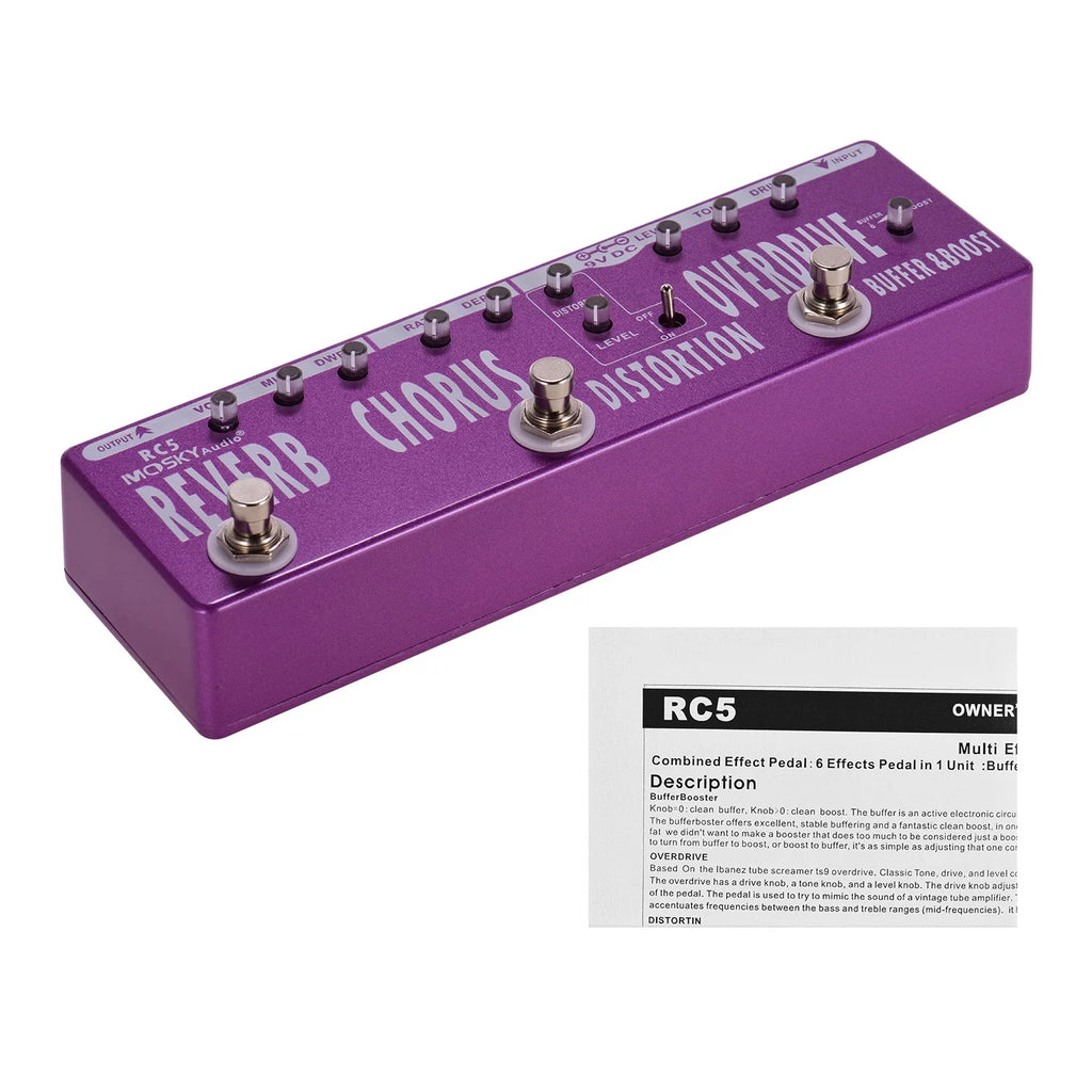 Guitar Effects Pedal Reverb Chorus Distortion Overdrive True Bypass G778