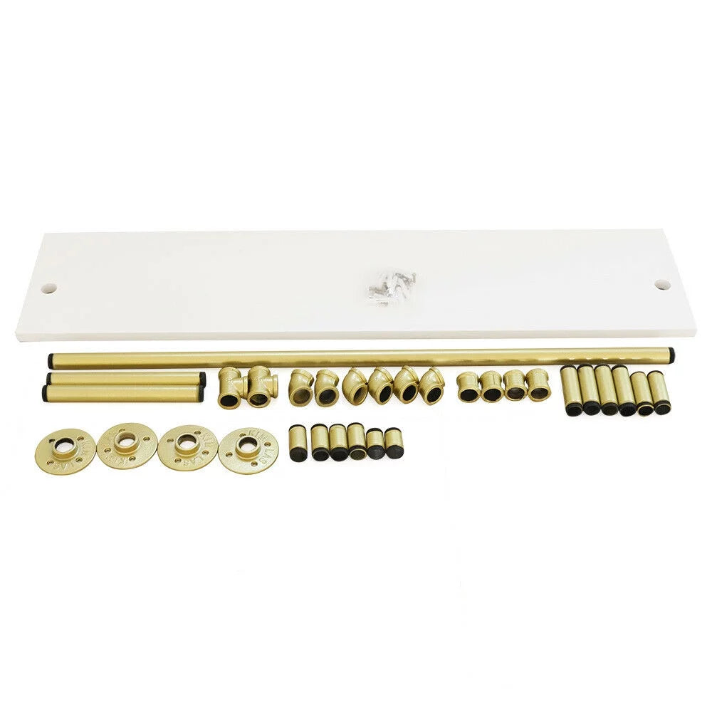 Gold Garment Rack with Wood Shelf M588192