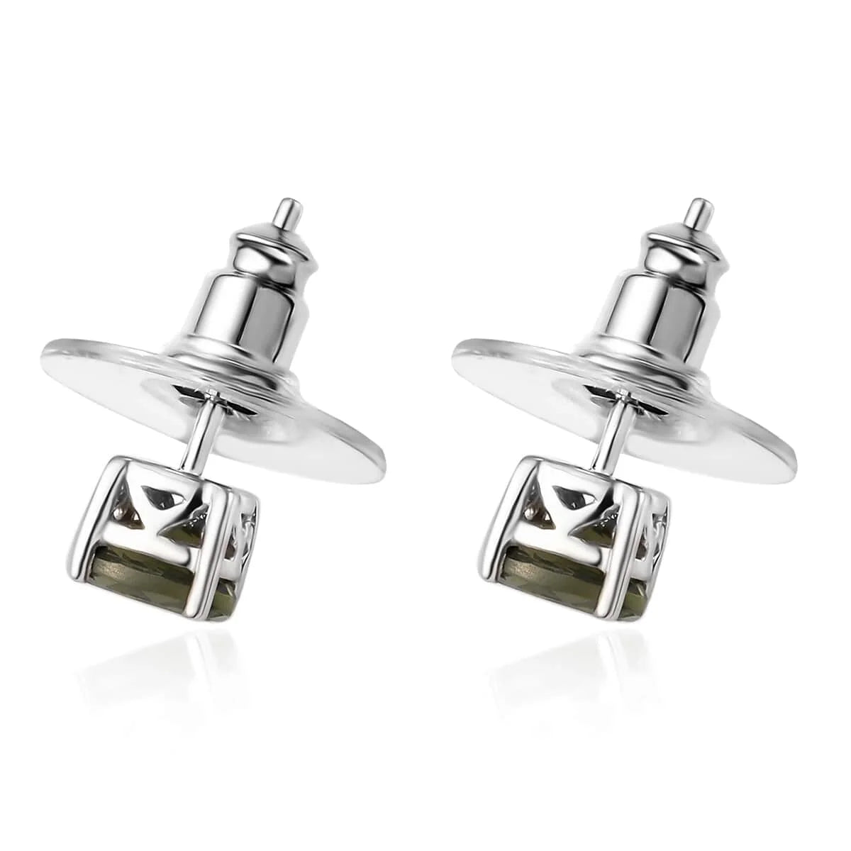 Green Moldavite Stud Earrings 925 Sterling Silver L63359