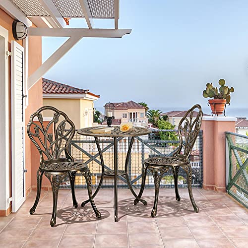 Green 3 Piece Cast Aluminum Bistro Table and Chairs Set G902