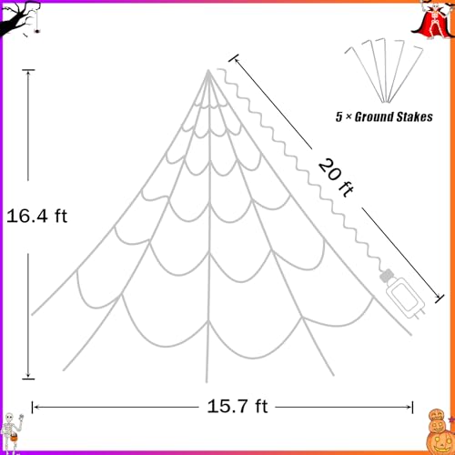 Halloween Spider Web Lights with 59" Spider and Stretch Cobweb J60168