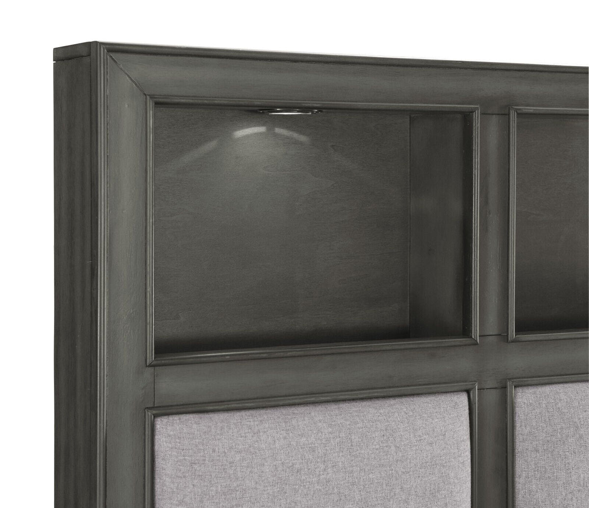 Cal-King Platform Bed with Storage USB Port Bookshelves LED Headboard K903989