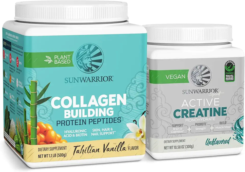 Vegan Collagen Building Powder Vanilla 20 Servings & Micronized Creatine Unflavored 60 Servings C4457