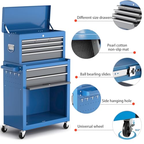 8 Drawer Rolling Metal Tool Chest with Wheels Z33313