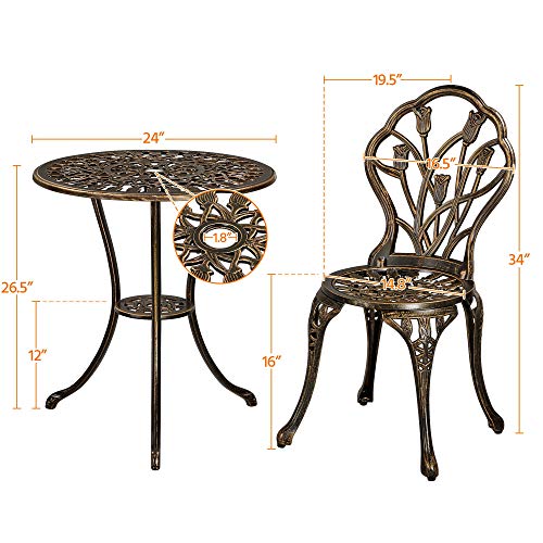 Green 3 Piece Cast Aluminum Bistro Table and Chairs Set G902
