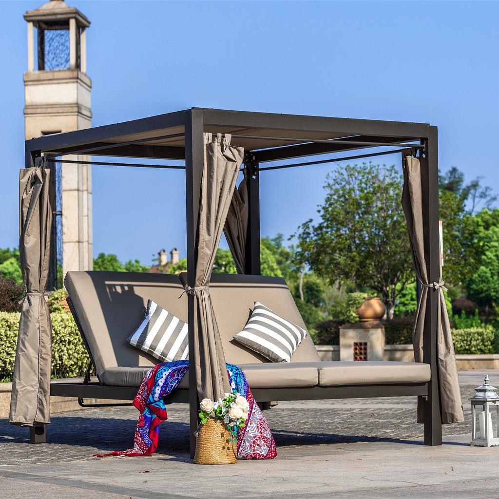 Gray Outdoor Patio Daybed with Canopy S3363