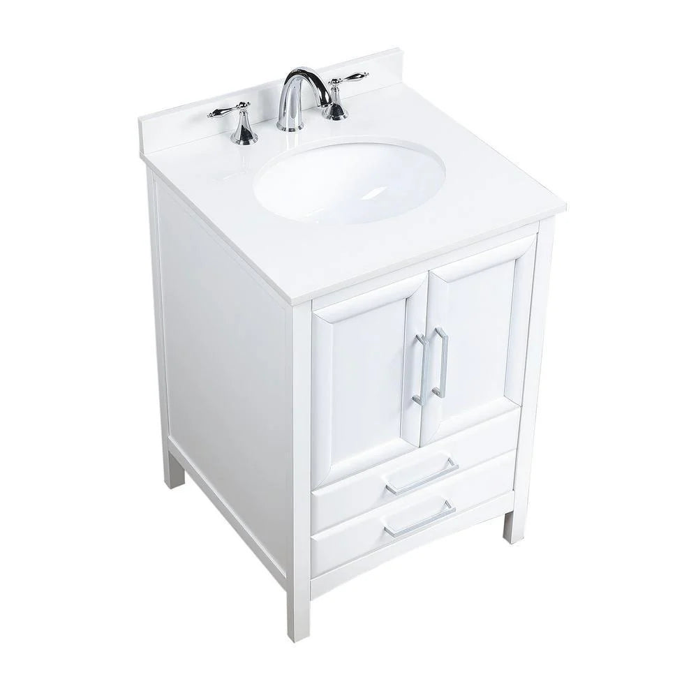 24 in. White Bath Vanity with Cultured Marble Top and White Basin L250958