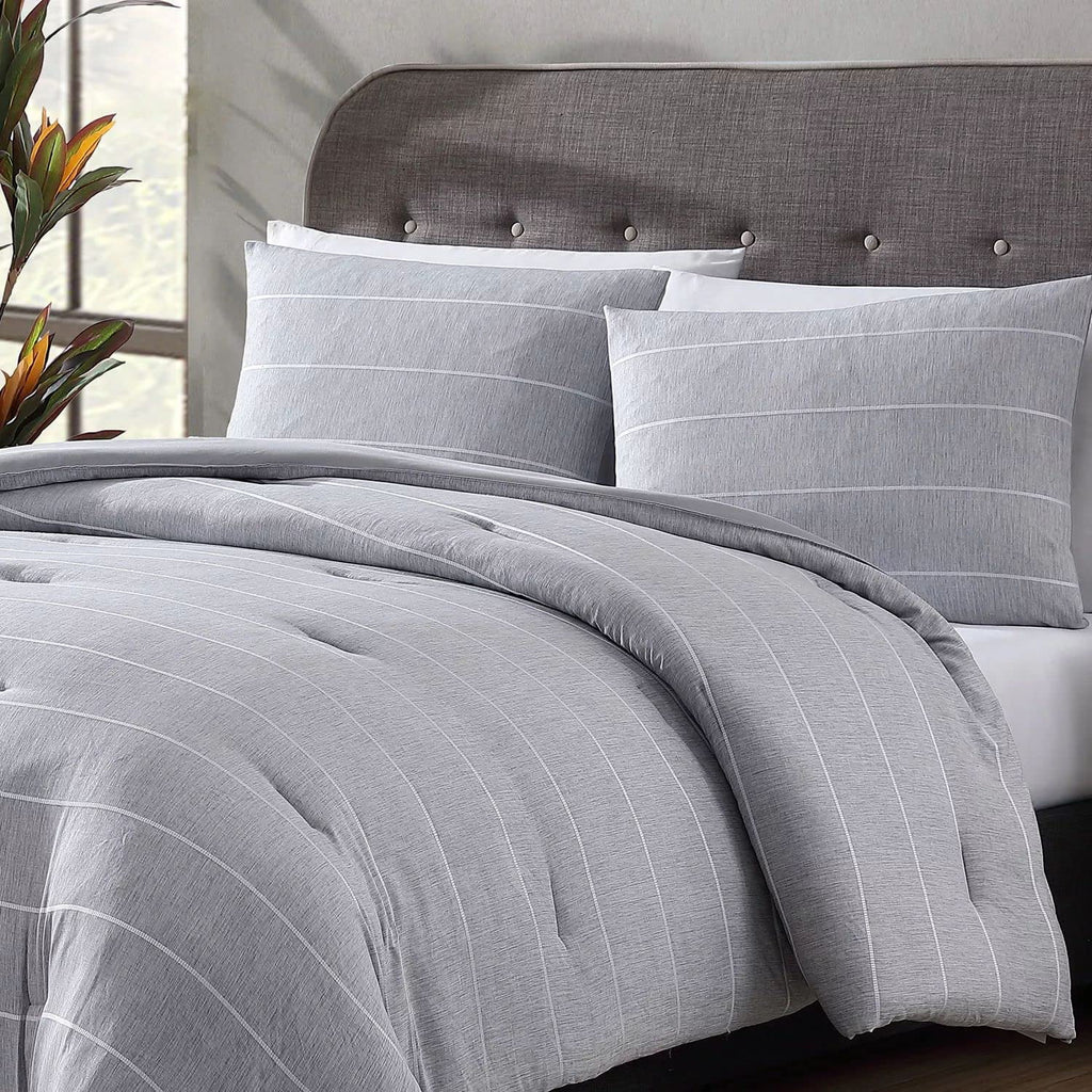 Recycled Polyester Chambray Stripe Comforter Set A630