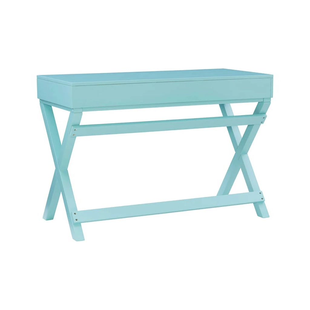 Blue Wood Two Drawer Writing Desk F927