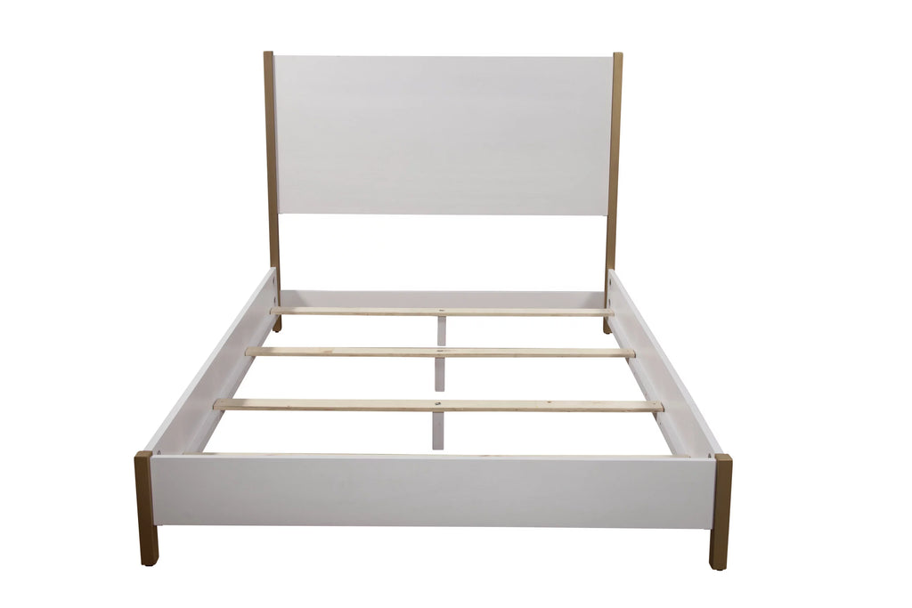 King Wood Panel Bed in White H692