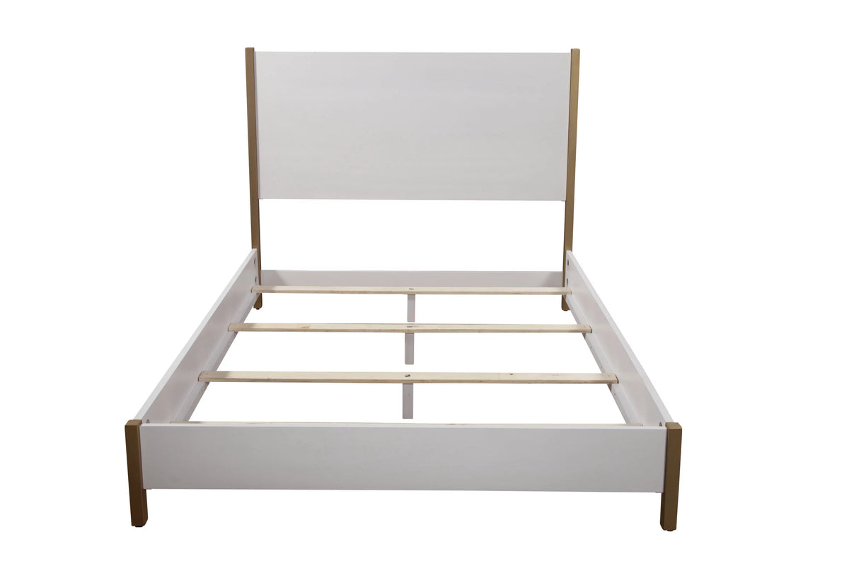 King Wood Panel Bed in White H692