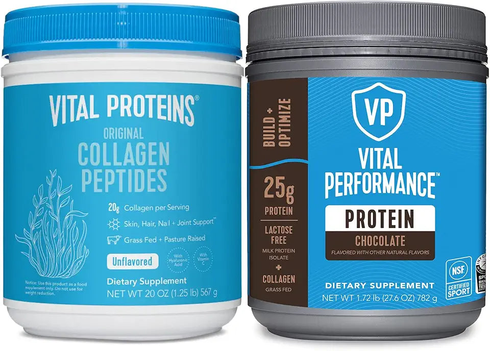 Unflavored Collagen Peptides Powder + Chocolate Protein Powder J98962