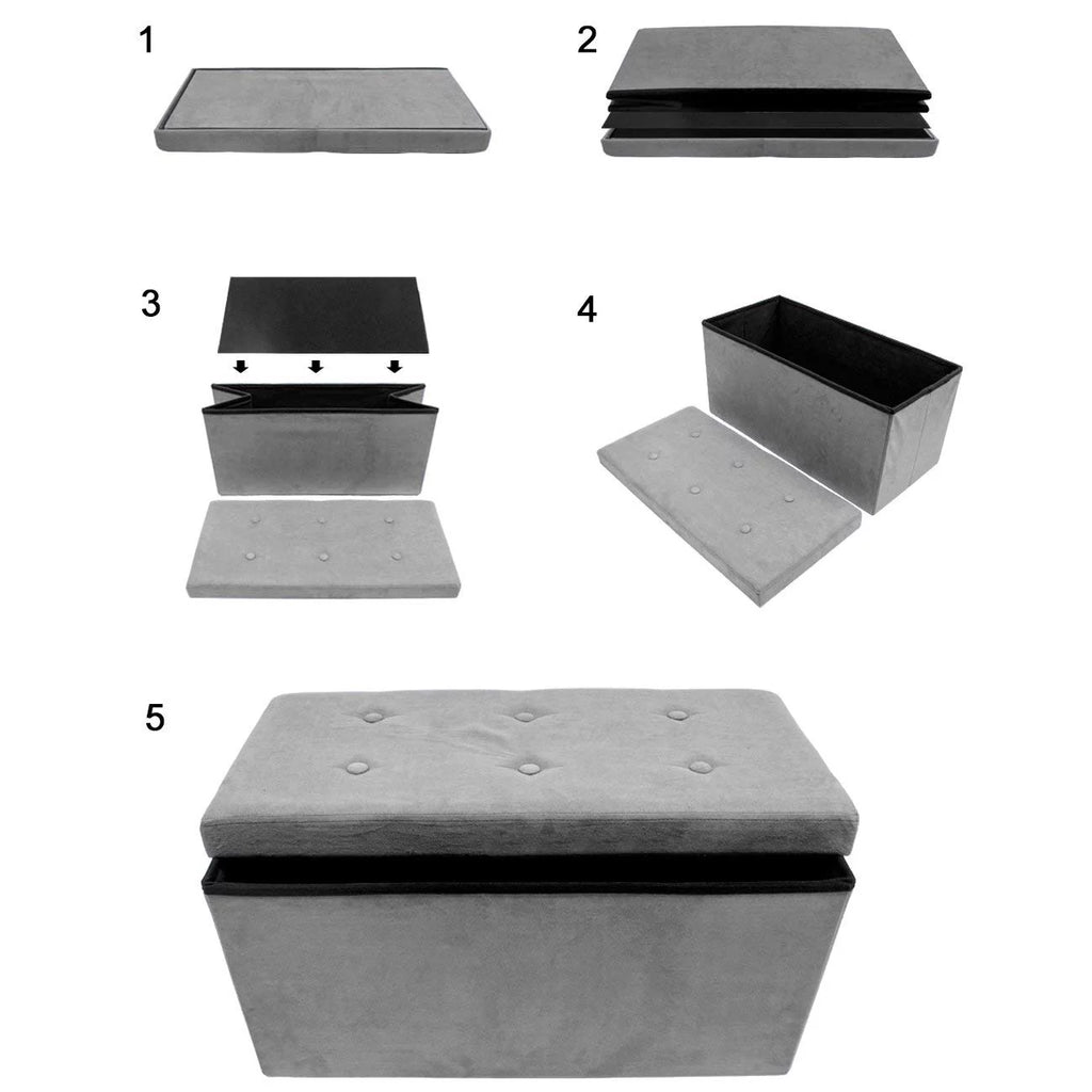 Collapsible Folding Storage Bench Ottoman with Cover V61689