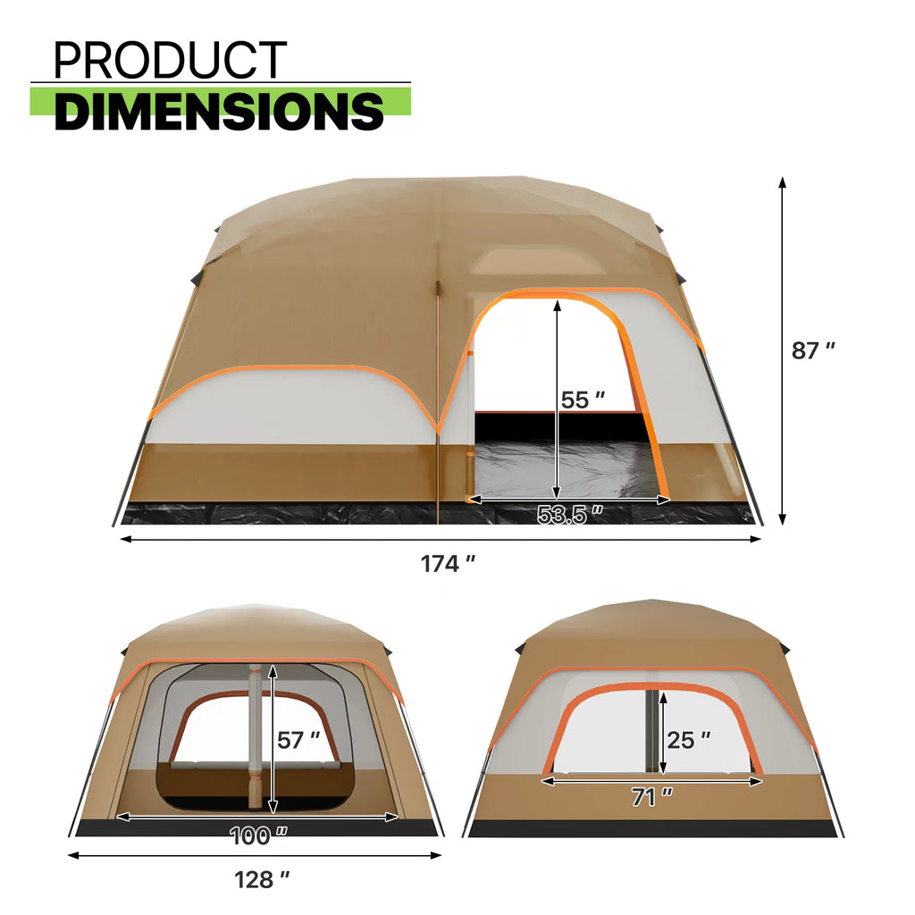 Extra Large 5-8 Person 2 Room 3 Door Waterproof Double Layer Tent W519
