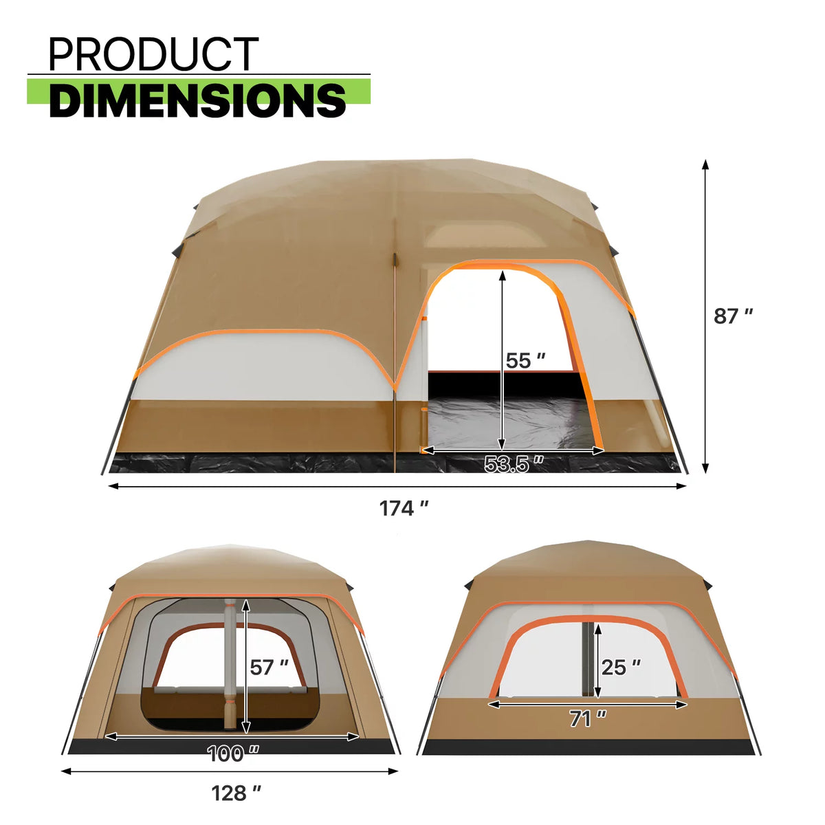 Extra Large 5-8 Person 2 Room 3 Door Waterproof Double Layer Tent W519