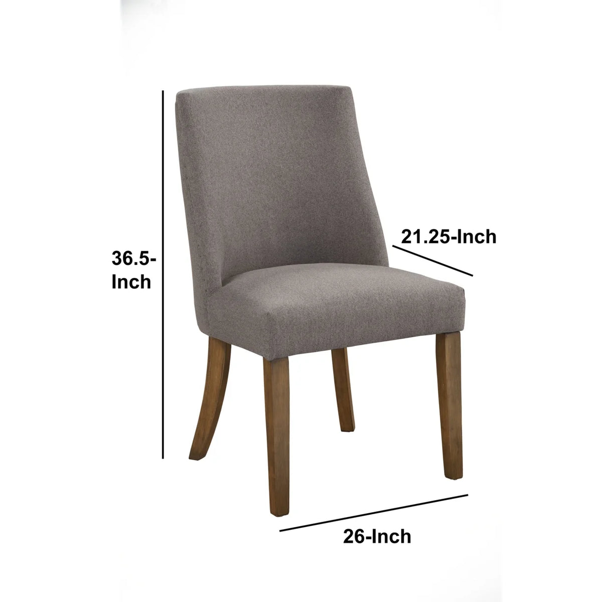 Fabric Upholstered Wooden Side Chairs Set of Two Gray and Brown D5231
