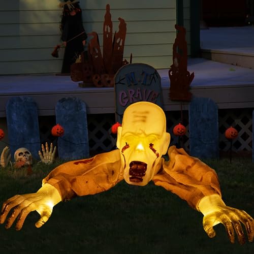Lighted Skeleton Zombie Stakes Halloween Decor L998188