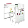 Twin Loft Bed with Desk in White X366