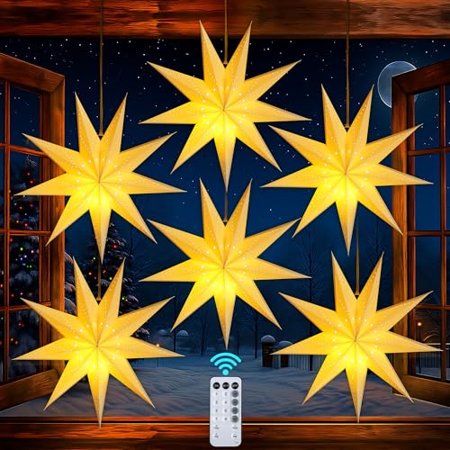 4 Pack 24 Inch Paper Star Lantern with 50 LEDs N88677