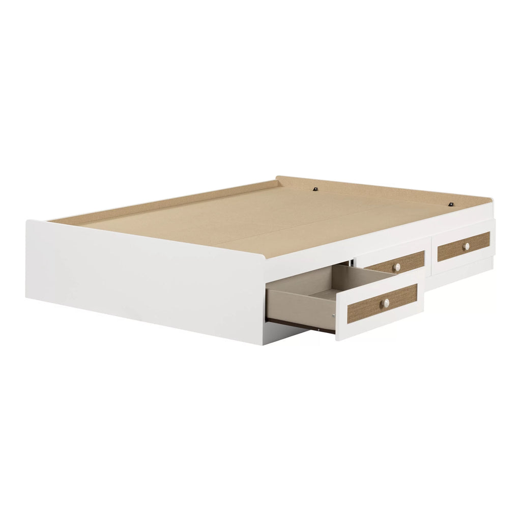 White Full Bed with 3 Drawers L2046
