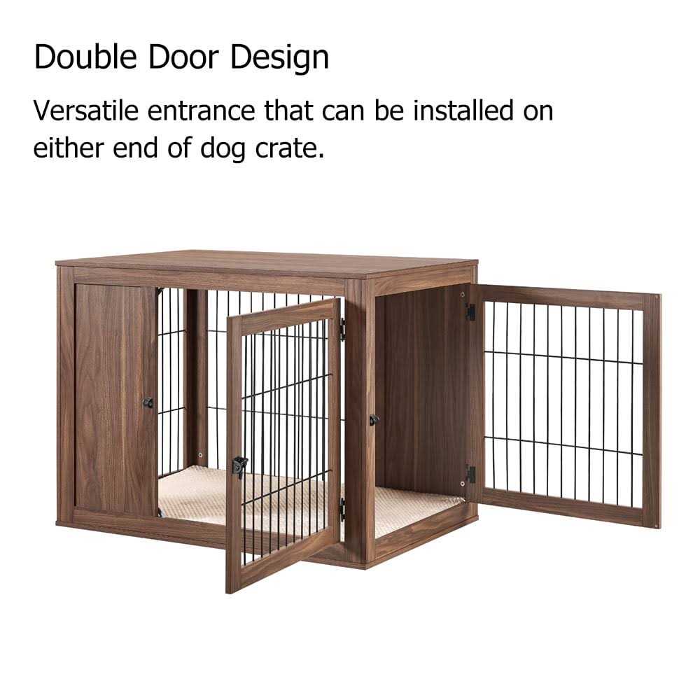 Wooden Dog Crate End Table with Cushion L8389