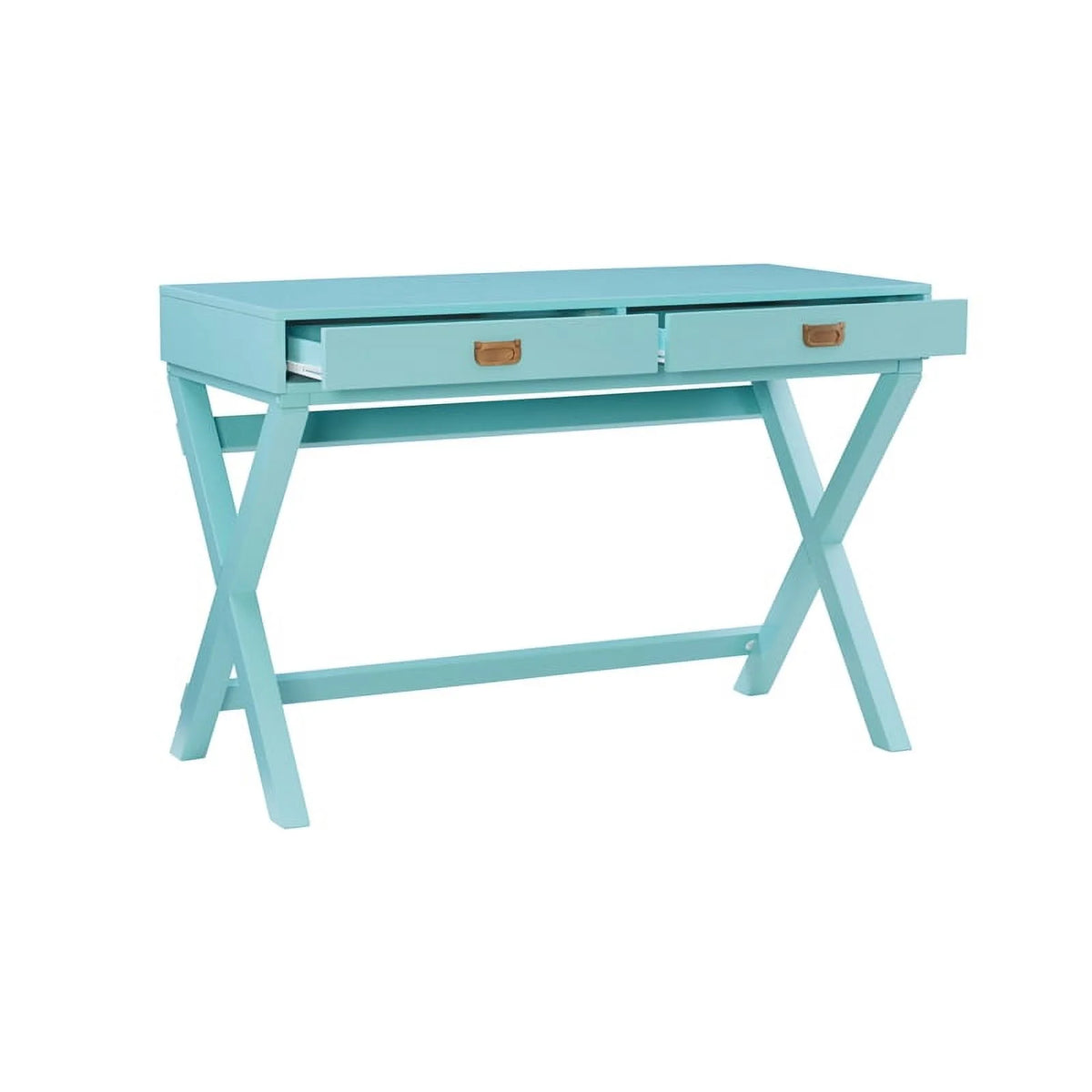 Blue Wood Two Drawer Writing Desk F927