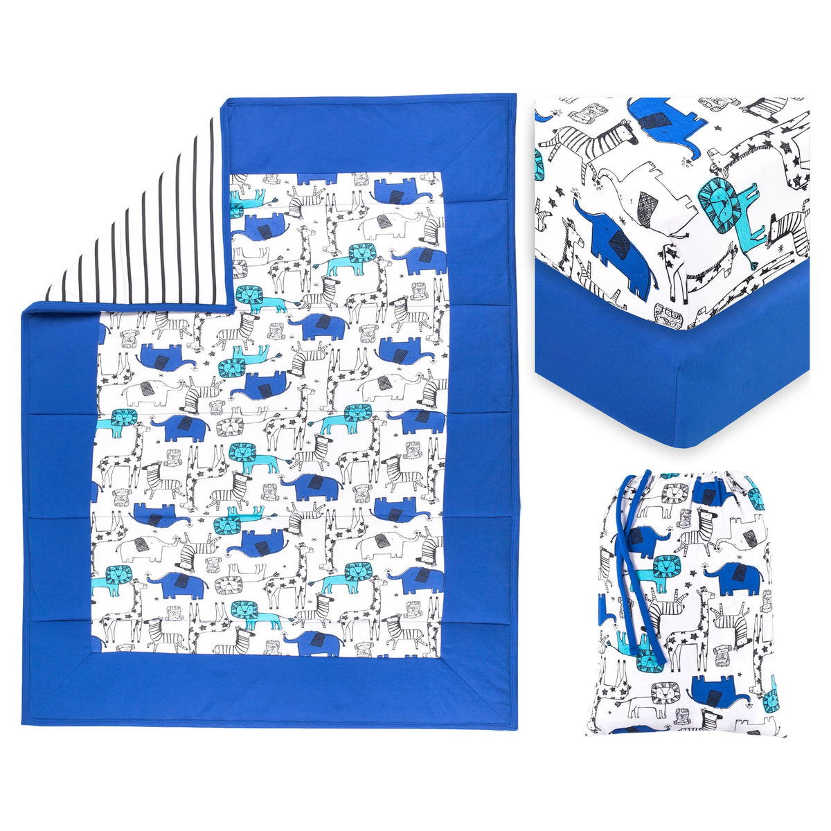 3 Pc Organic Cotton Crib Bedding Set C659
