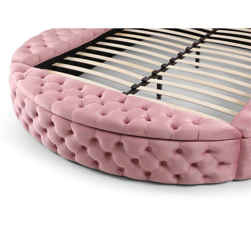 Pink Velvet Upholstered King Bed T306448