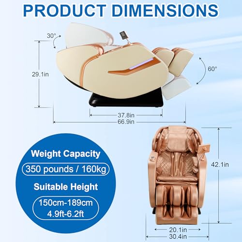 Zero Gravity SL-Track Shiatsu Full Body Massage Chair with Body Scan, Waist Heating, Bluetooth, Foot Rollers, 32 Airbags & Extended Footrest E4542