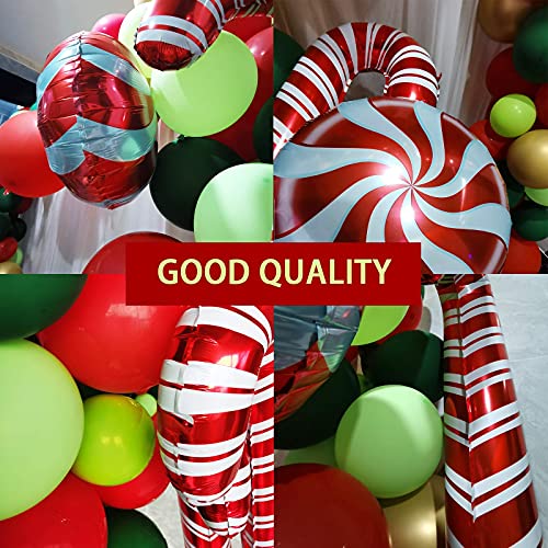 Christmas Balloon Garland Arch Kit with Red Gold Dark Green Balloons P1400