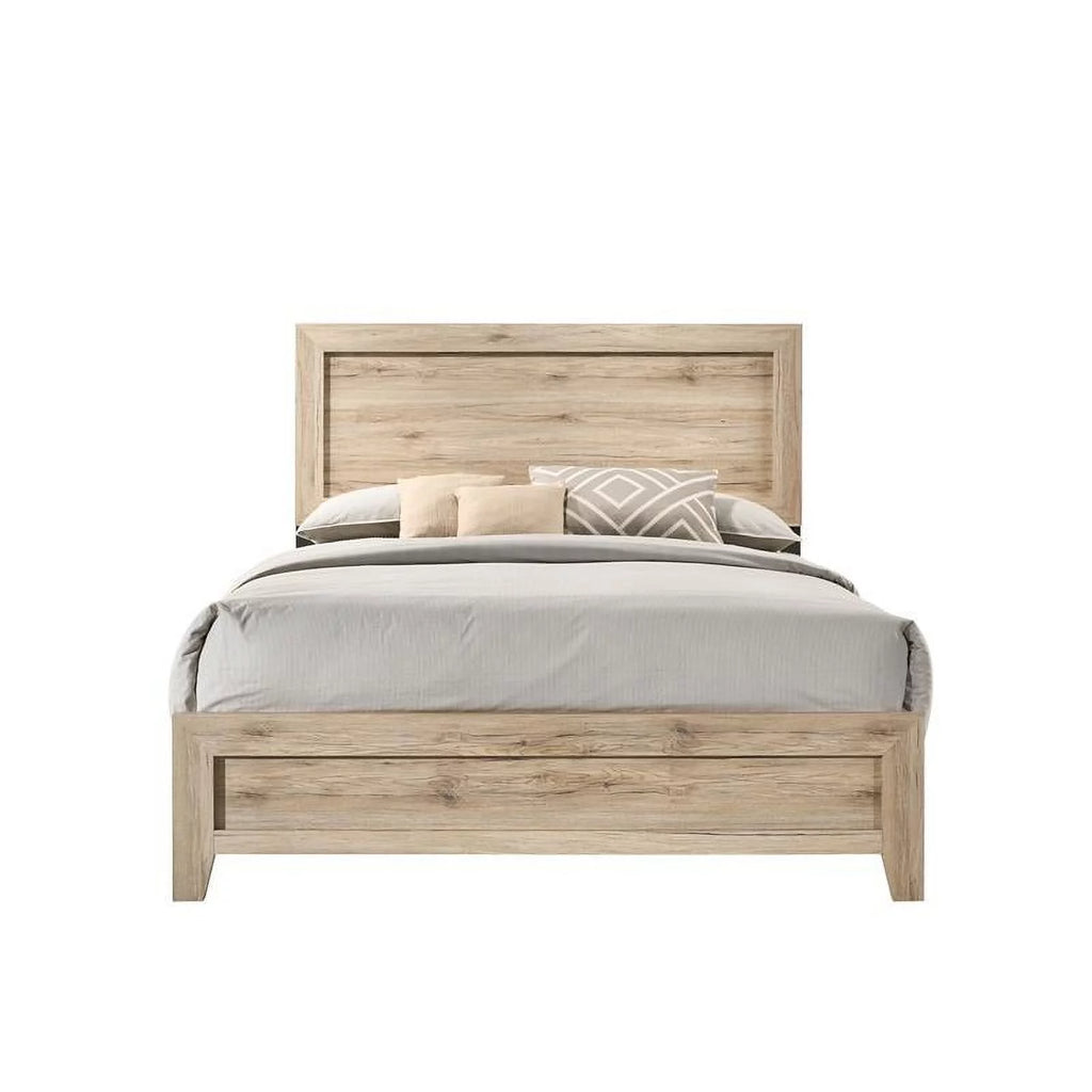 Queen Size Panel Bed Washed Oak Finish G992