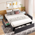 Queen Size Upholstered Platform Bed Frame with 3 Storage Drawers B64469