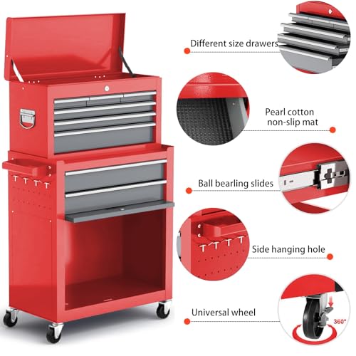 8 Drawer Rolling Metal Tool Chest with Wheels Z33313