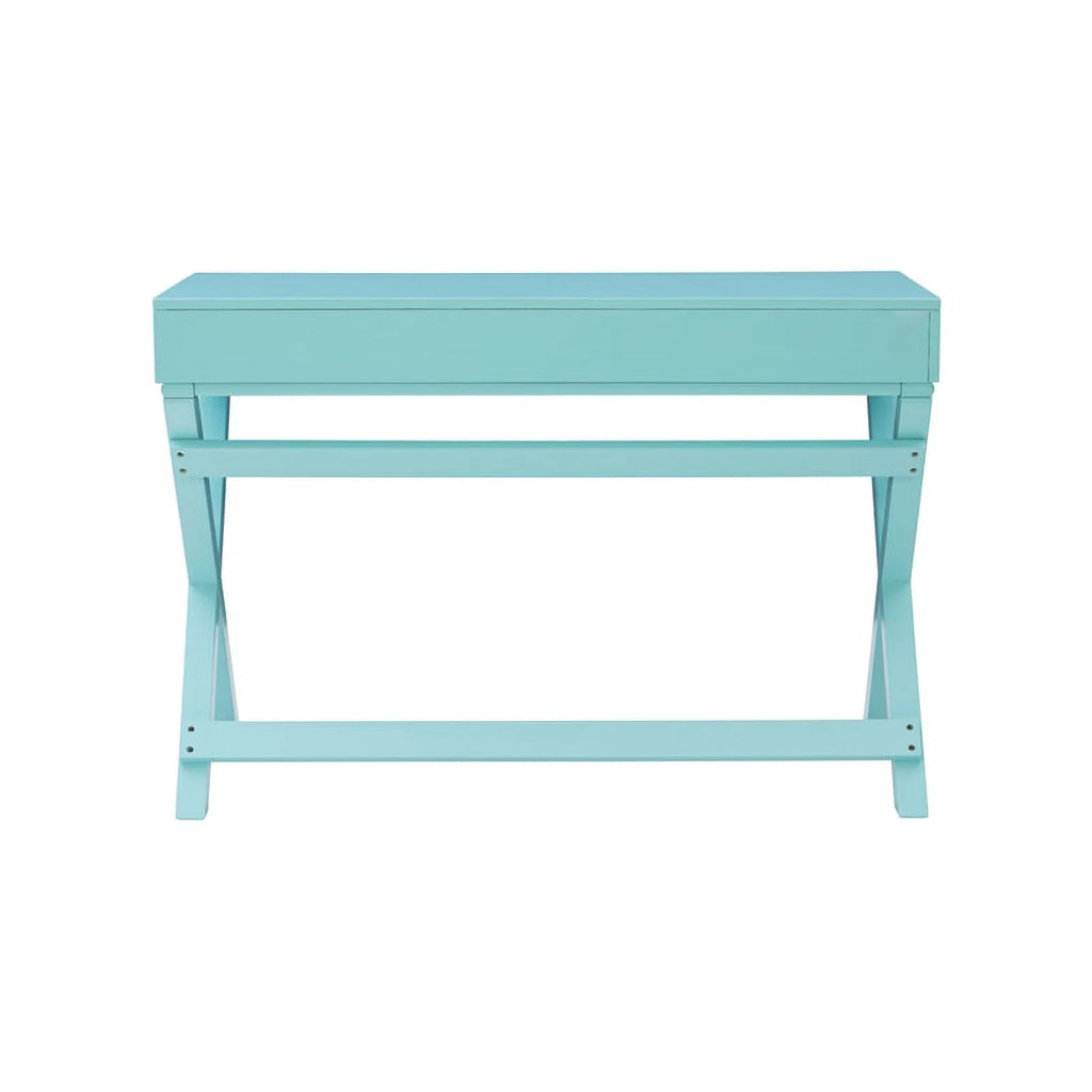 Blue Wood Two Drawer Writing Desk F927