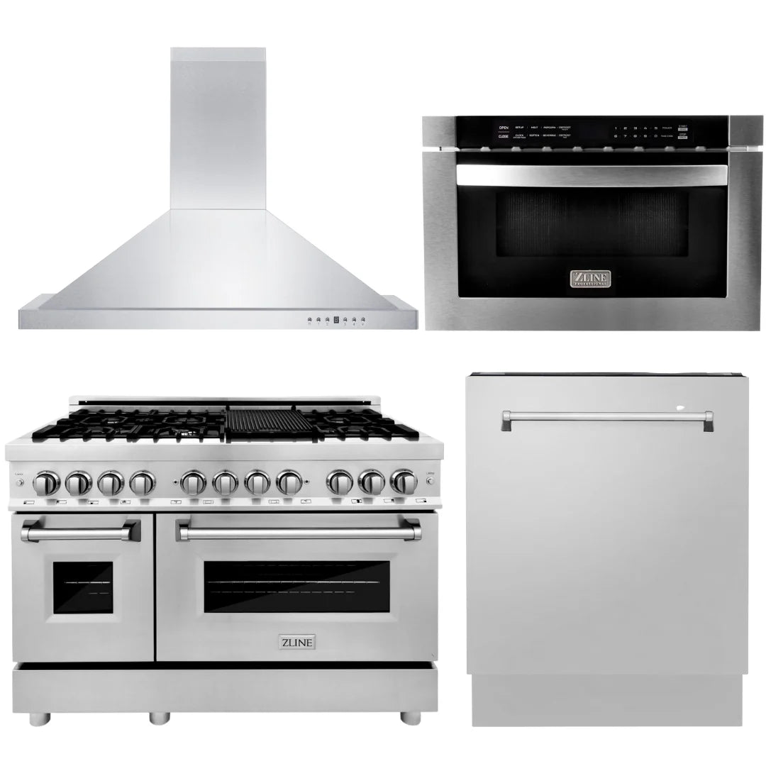 48 In. Dual Fuel Range, Range Hood, Microwave Drawer, Dishwasher V6685