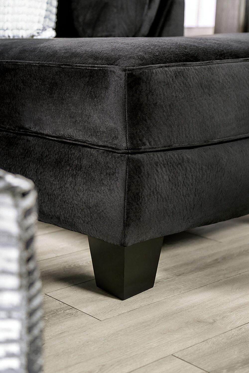 Black Microfiber Sectional Sofa Y7329