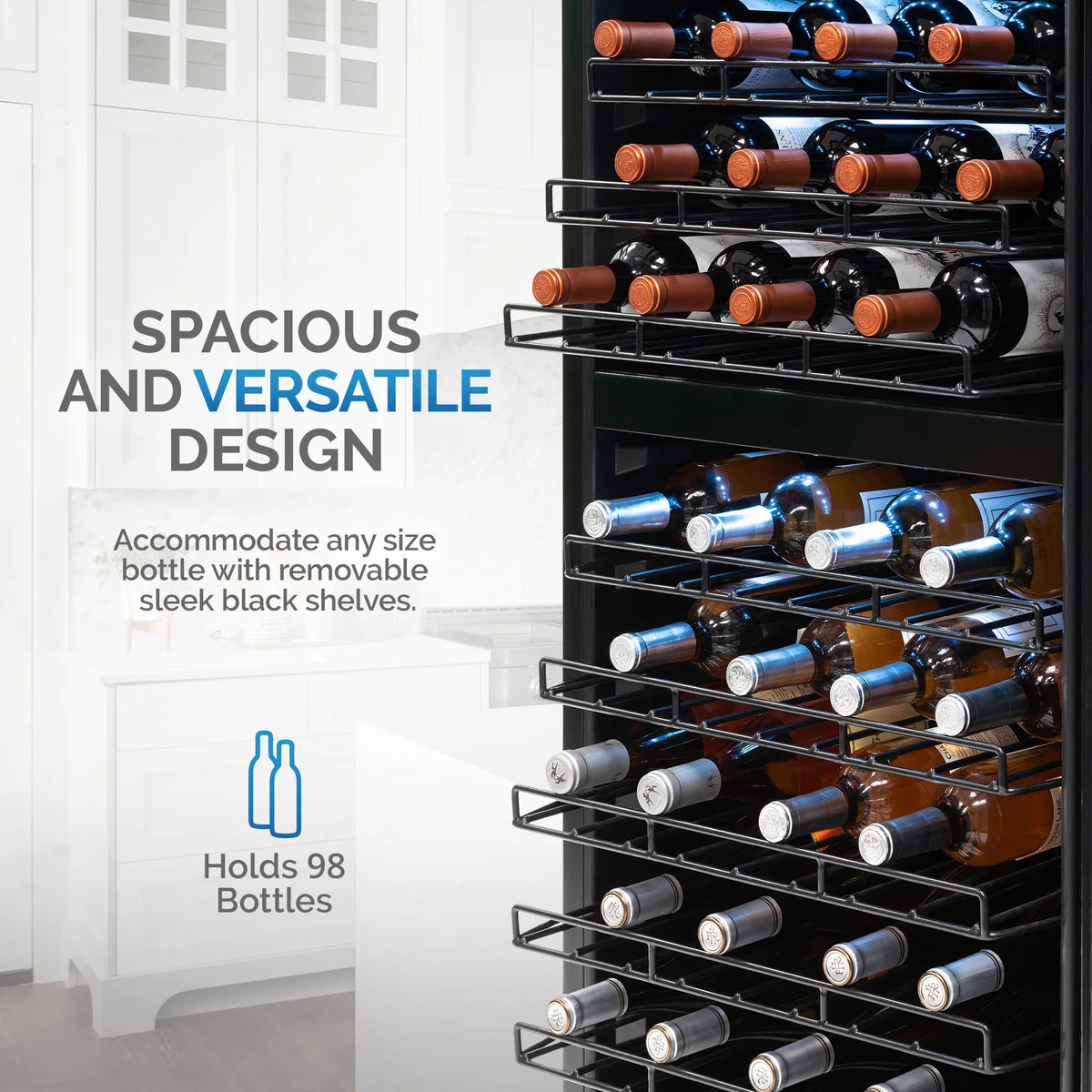 98 Bottle Dual Zone Stainless Steel Wine Refrigerator D605