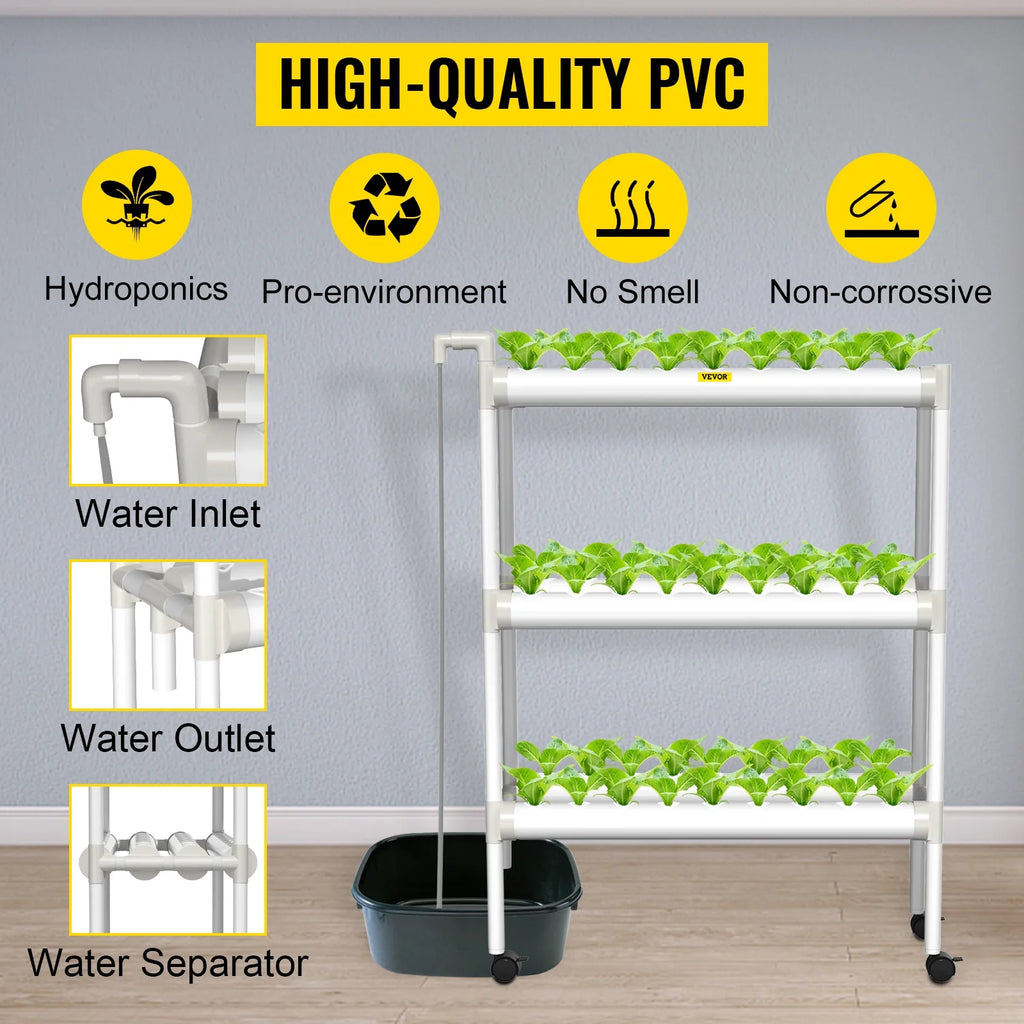 3 Layer 54 Plant Sites Hydroponic Grow Kit with Water Pump and Timer W300454